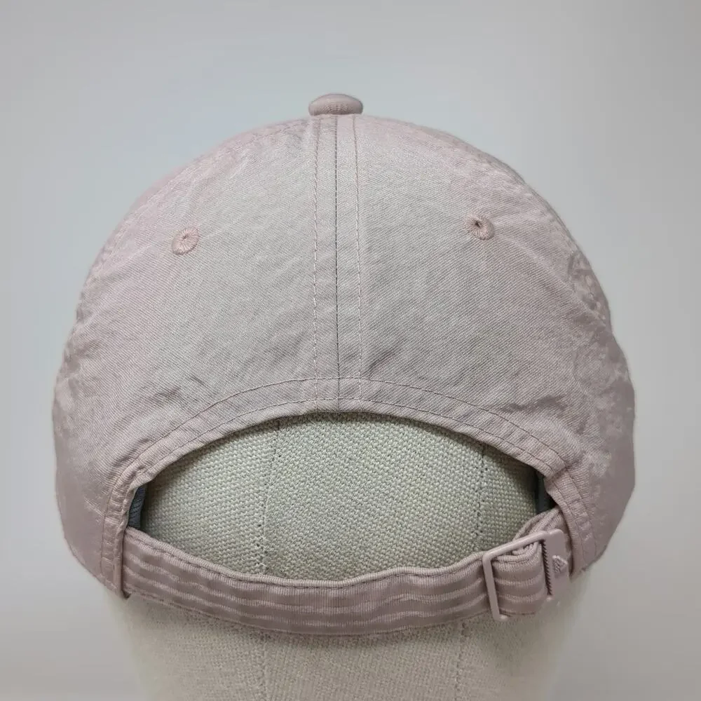 Adidas Baseball Cap Pink One Size Nylon Gold Logo Adjustable Slideback Strap Hat